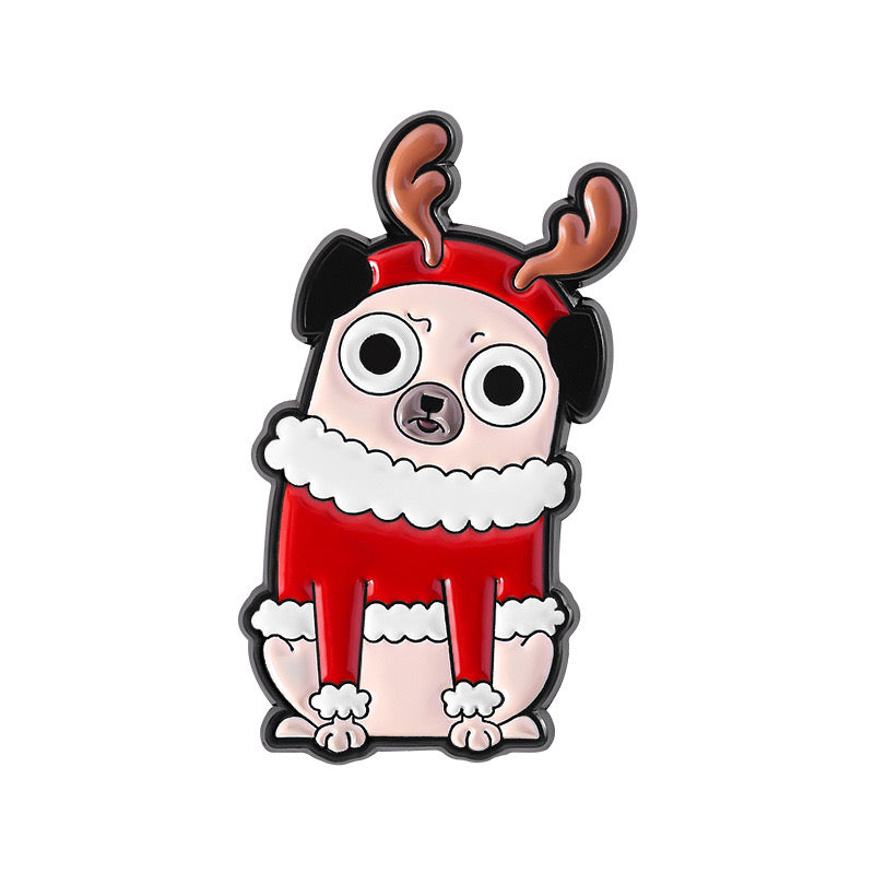 Pin's Broche Email | Noël | Kawaii Mignon Chien | Fun | Humour Décoration Noël Fête fin Année