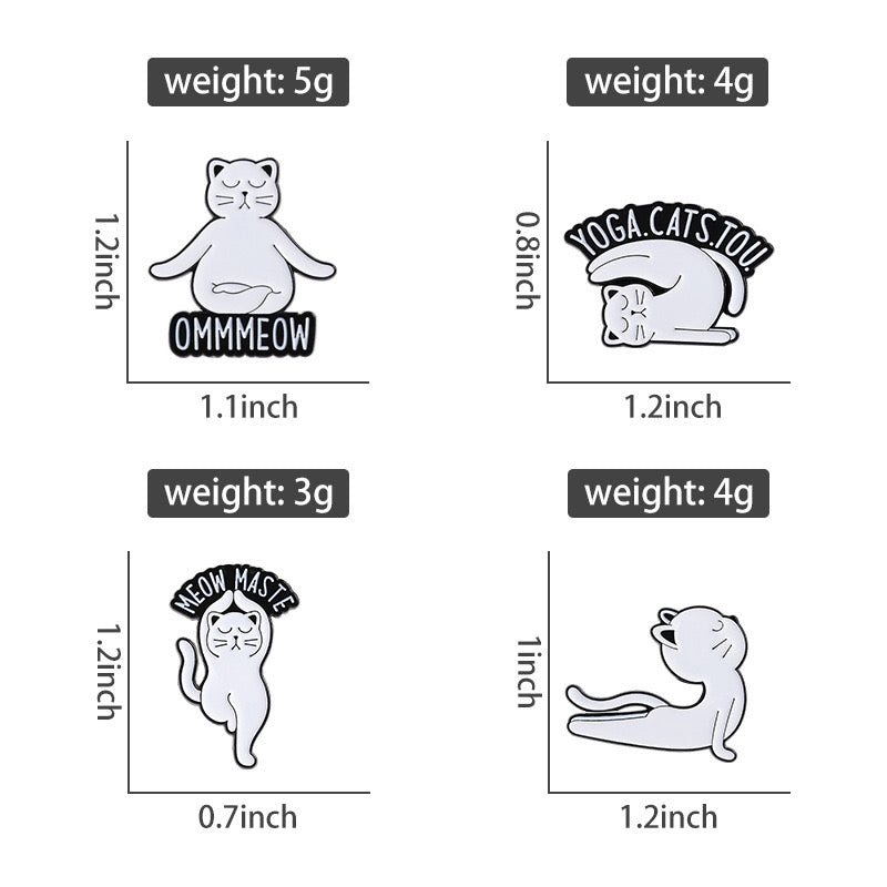 Pin's Broche Email |  Chat Yoga | Amoureux des Chats | Humour Dessin Animé | Kawaii | Fun