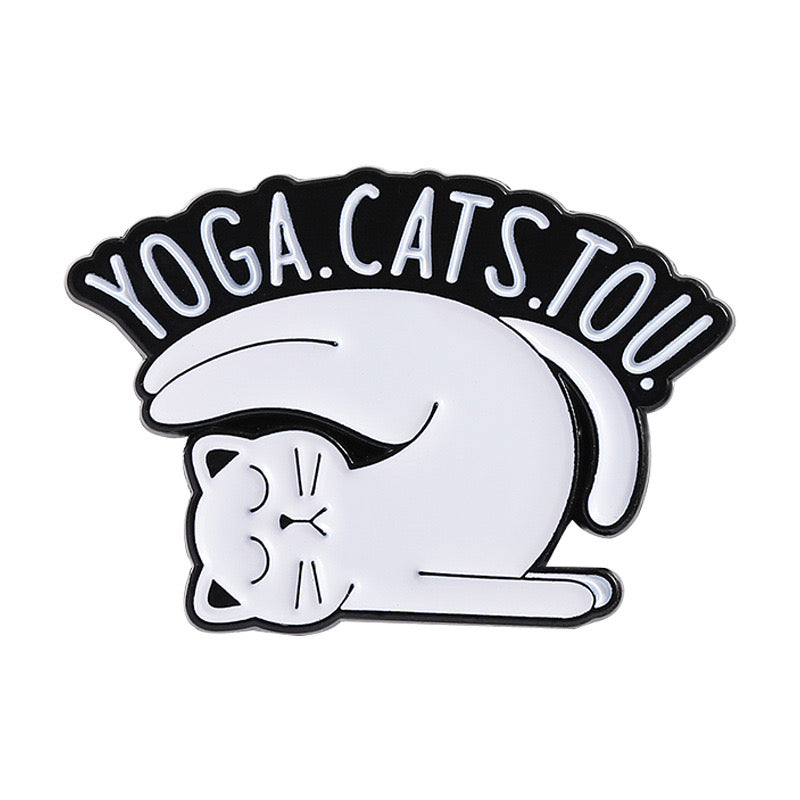 Pin's Broche Email |  Chat Yoga | Amoureux des Chats | Humour Dessin Animé | Kawaii | Fun