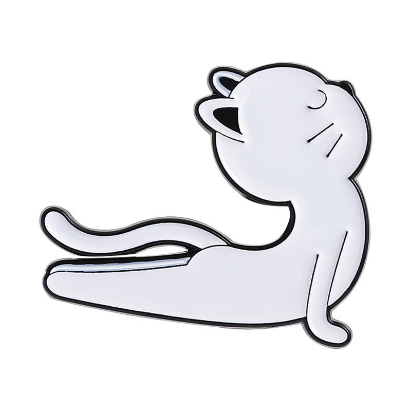 Pin's Broche Email |  Chat Yoga | Amoureux des Chats | Humour Dessin Animé | Kawaii | Fun