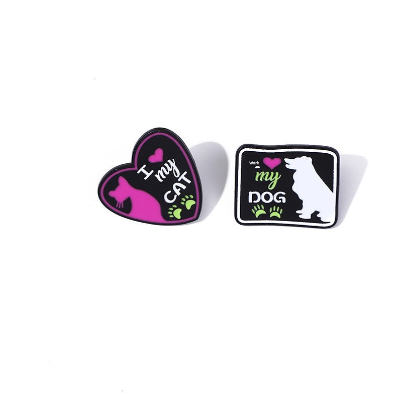 Pin's Broche Email | Love my Dog Cat | Amoureux Chat Chien | Kawaii | Fun | Mignon