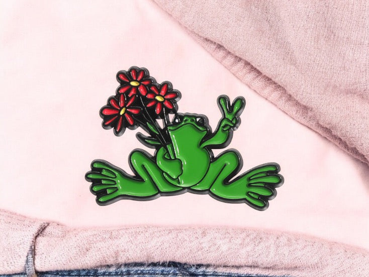 E-Mail-Brosche | Frosch-Blumenstrauß | Frieden und Liebe | Froschliebhaber | Süßes Grün | Kawaii