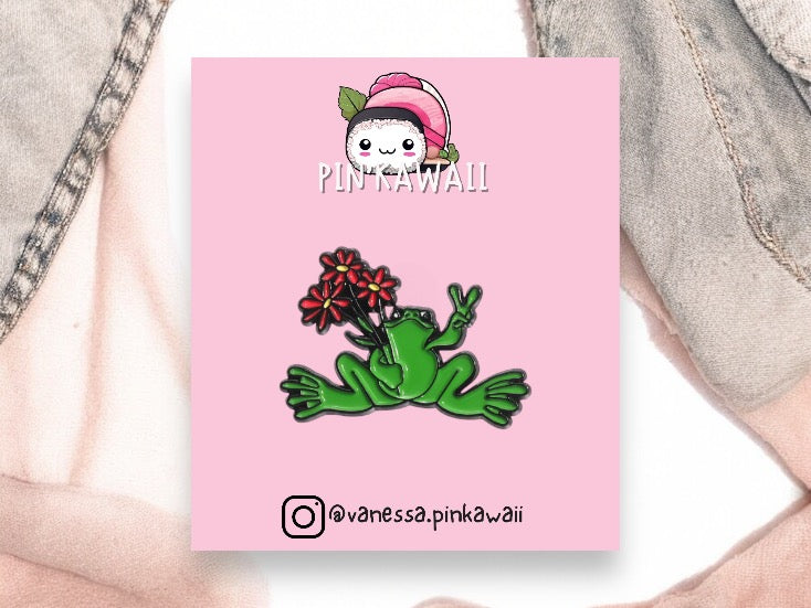 E-Mail-Brosche | Frosch-Blumenstrauß | Frieden und Liebe | Froschliebhaber | Süßes Grün | Kawaii