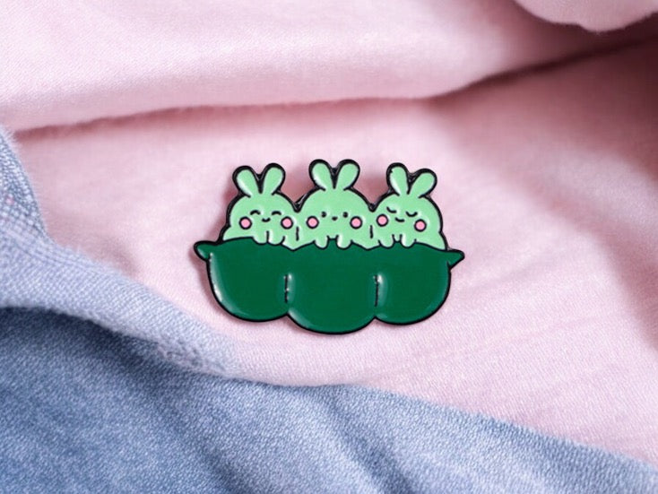 Pin's Broche Email | Lapin Pastèque ou Petits Pois | Mignons Dessin Animé | Kawaii | Fun | Humour