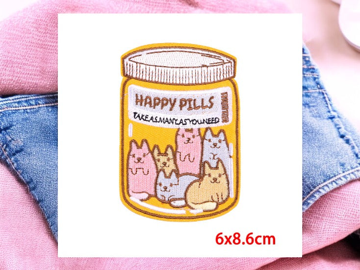 Embroidery Fabric | Patch Iron-on Ecusson Cat Knife | Humor | Cute Cartoon | Kawaii