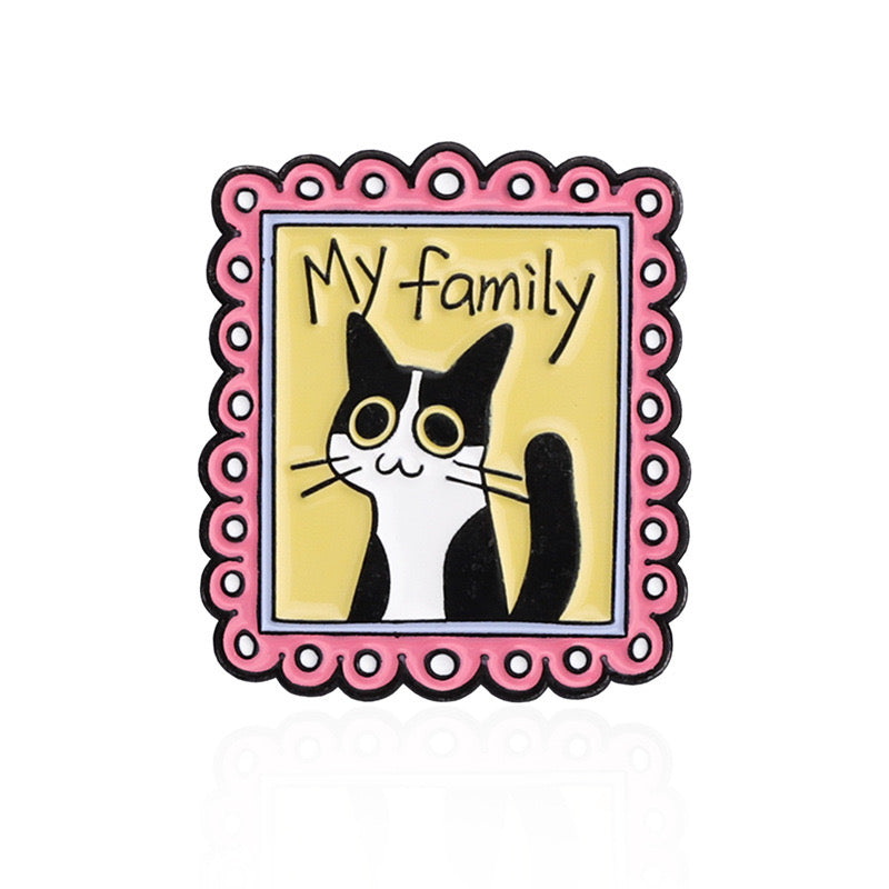 E-Mail-Brosche | Fotorahmen | Katze ist meine Familie | Katzenliebhaber | Kawaii-Cartoon