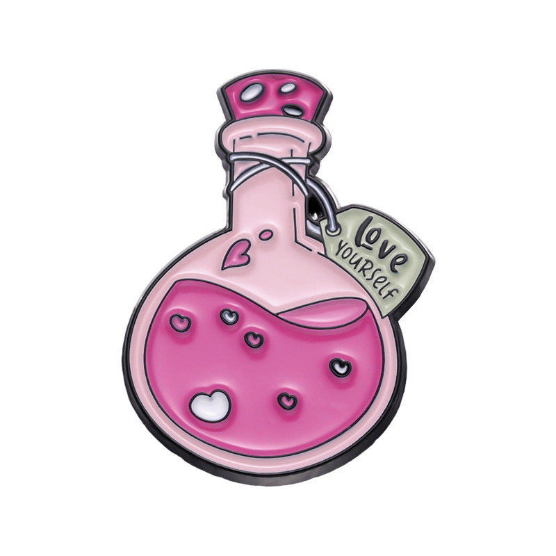 Pin's Broche Email | Fiole d'Amour | Potion Magique | Sérum d'amoureux | Sorcier | Kawaii