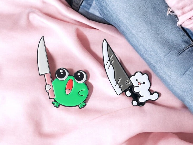 E-Mail-Brosche | Frosch-Kaninchenmesser | Humor | Niedlich | Spaß | Kawaii