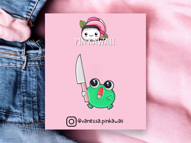 E-Mail-Brosche | Frosch-Kaninchenmesser | Humor | Niedlich | Spaß | Kawaii