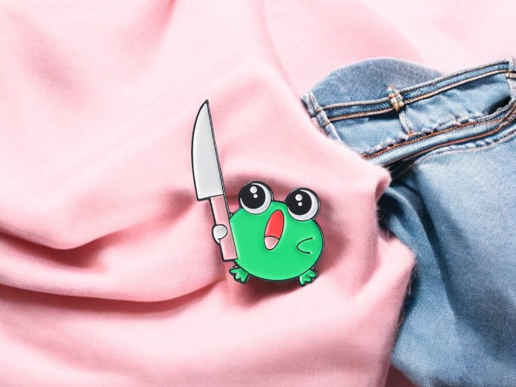 E-Mail-Brosche | Frosch-Kaninchenmesser | Humor | Niedlich | Spaß | Kawaii