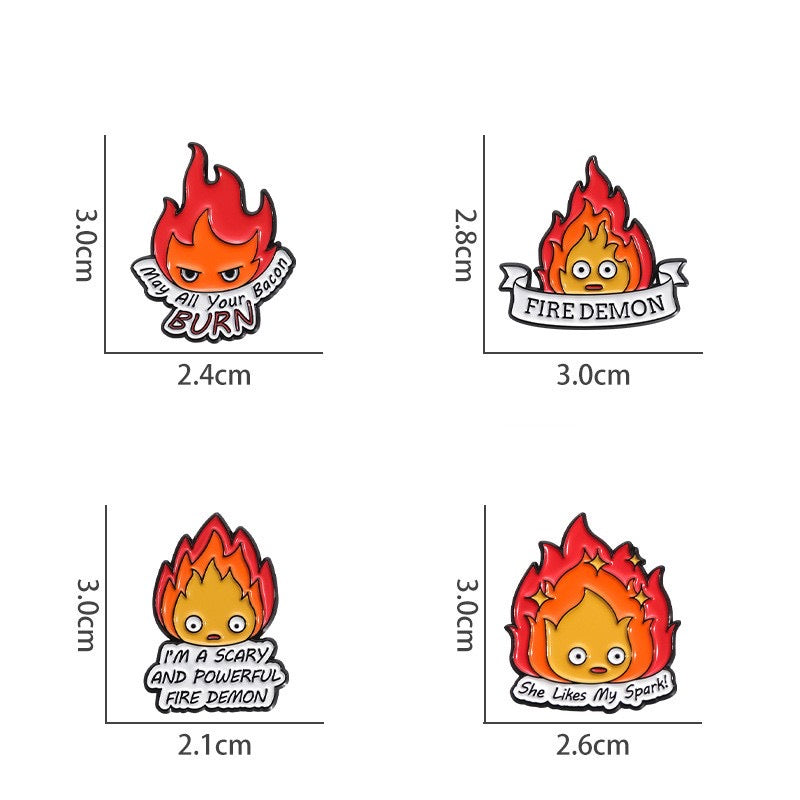 E-Mail-Brosche | Kleines Feuer | Feuerdämon | Kawaii | Niedlich