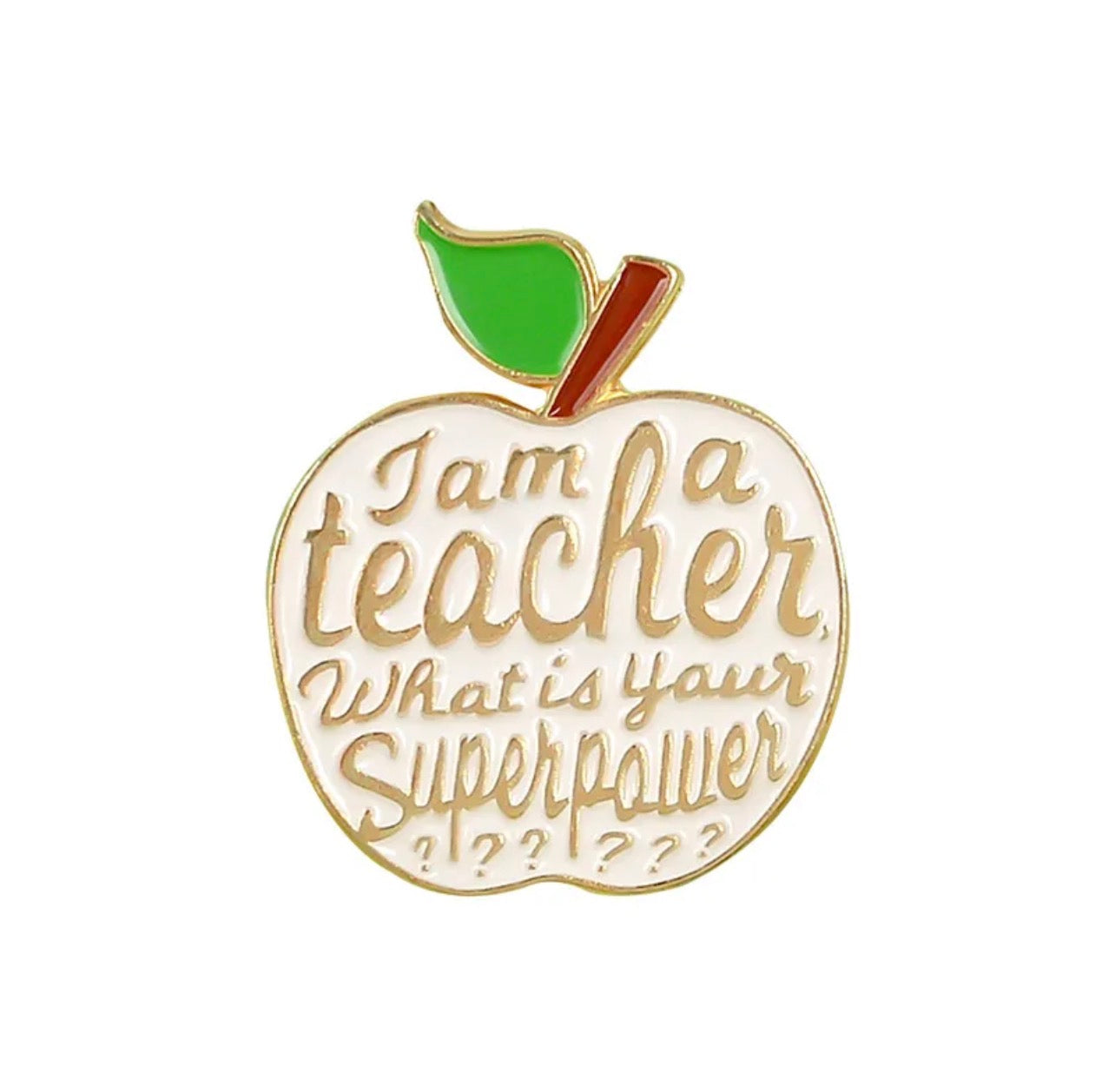 Email Brooch Pin | Teacher Teacher Teacher | Red or White Apple | Kawaii | Fun | Humor