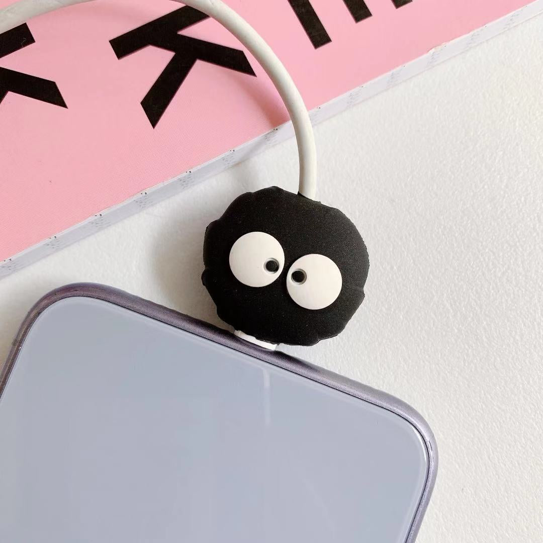 Protection Cable USB ou Chargeur Mobile | Anti- Rupture Manchon | Dispositif Protection | Petite Bête Noire | Mignon Kawaii | Silicone