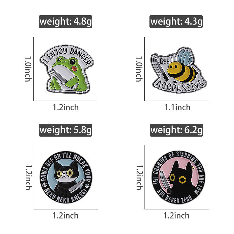 Pin's Broche Email | Grenouille Chat Couteau | Humour | Mignon | Fun | Kawaii