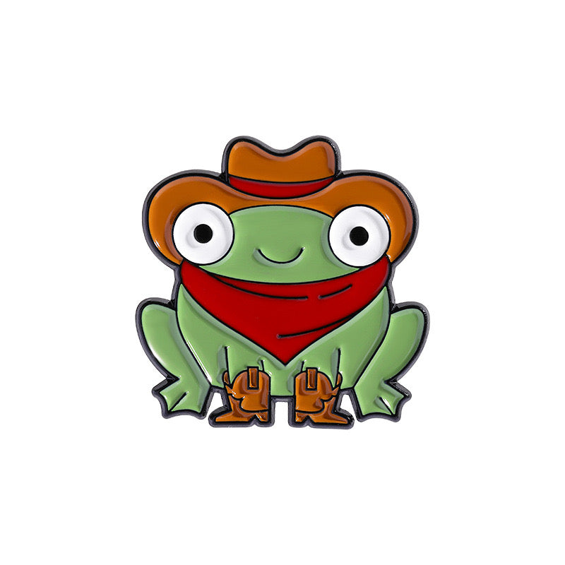 Pin's Broche Email | Mignon Chapeau CowBoy | Grenouille Cappy Chat Abeille Crabe | Kawaii | Fun | Mignon Dessin Animé