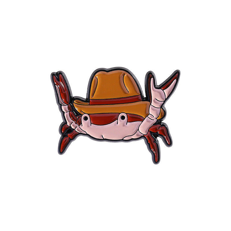 Pin's Broche Email | Mignon Chapeau CowBoy | Grenouille Cappy Chat Abeille Crabe | Kawaii | Fun | Mignon Dessin Animé