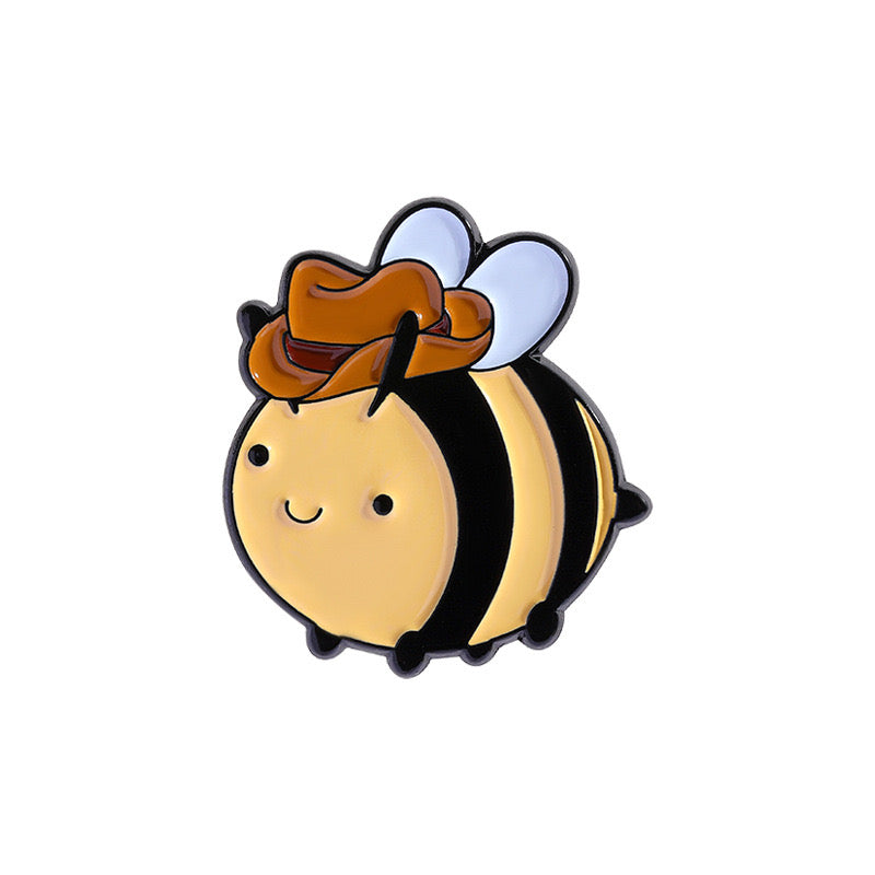 Pin's Broche Email | Mignon Chapeau CowBoy | Grenouille Cappy Chat Abeille Crabe | Kawaii | Fun | Mignon Dessin Animé