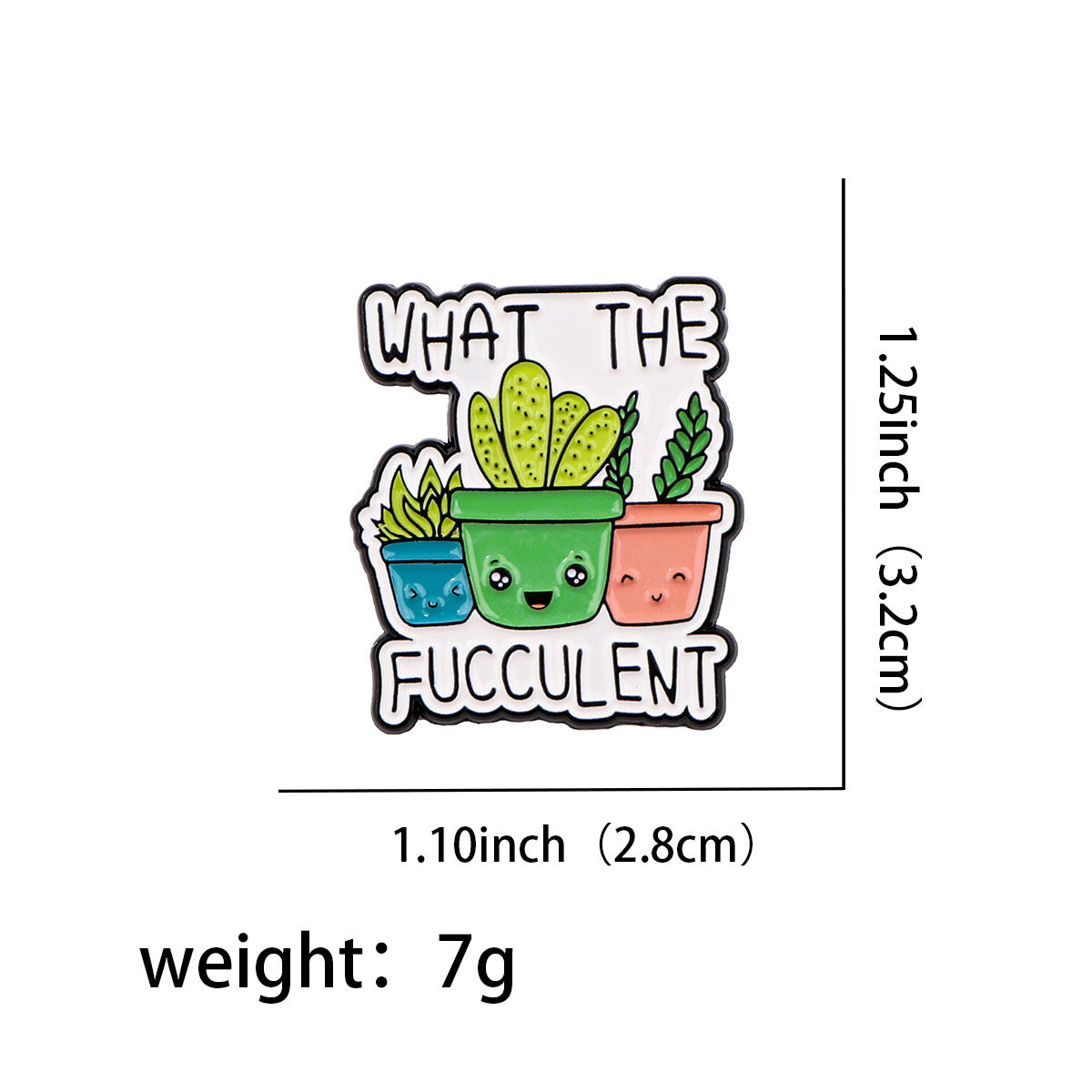 Pin's Broche Email | Mignon Cactus | Kawaii | Fun Humour Pot de Fleur Cactés Fucculent