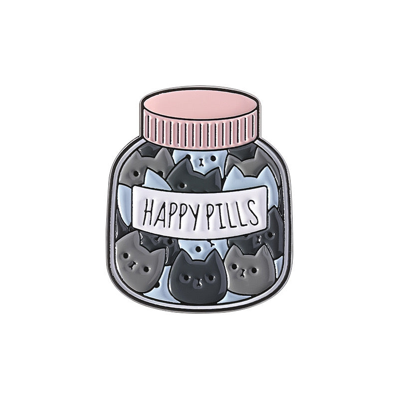 Pin's Broche Email | Happy Pills Chat Humour | Amoureux des Chats | Kawaii | Mignon