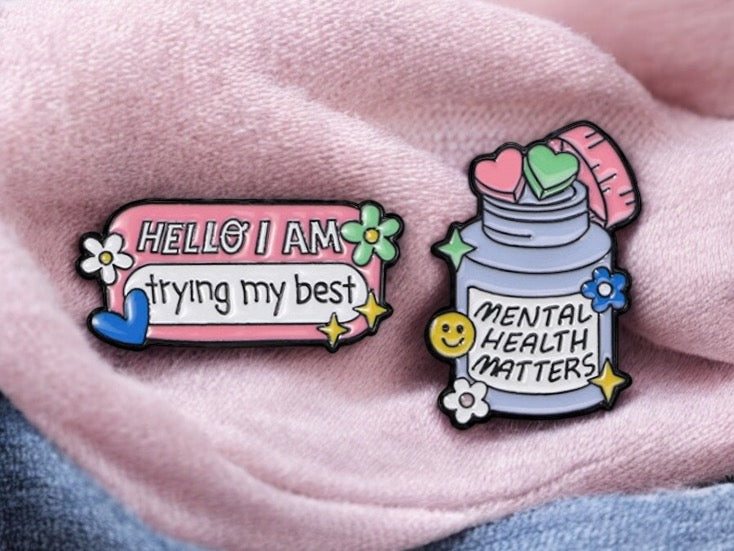 Pin's Broche Email | Mental Health Matters | Santé Mental | Humour | Kawaii | Mignon