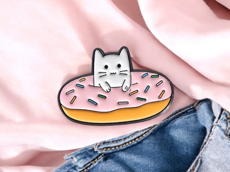 E-Mail-Brosche | Katzenfritten oder Donuts | Fastfood | Katzenliebhaber | Kawaii | Spaß | Humor