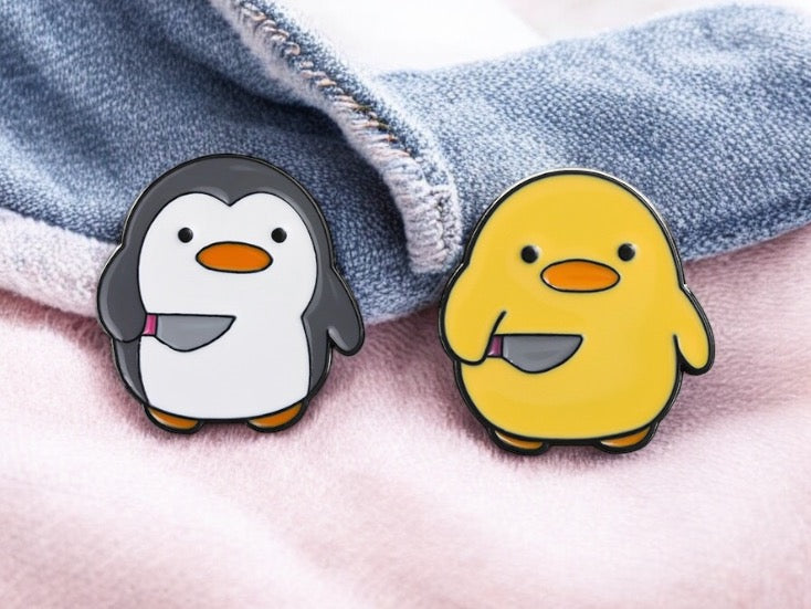 Pin's Broche Email | Poussin ou Pingouin Couteau | Humour | Mignon | Fun | Kawaii