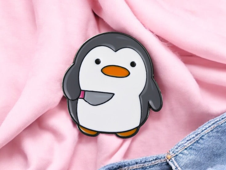 Pin's Broche Email | Poussin ou Pingouin Couteau | Humour | Mignon | Fun | Kawaii