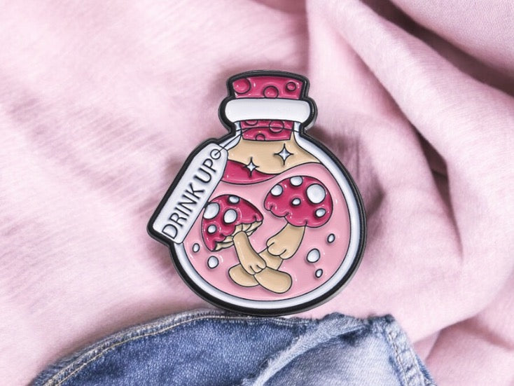 Pin's Broche Email | Fiole d'Amour | Potion Magique | Sérum d'amoureux | Sorcier | Kawaii