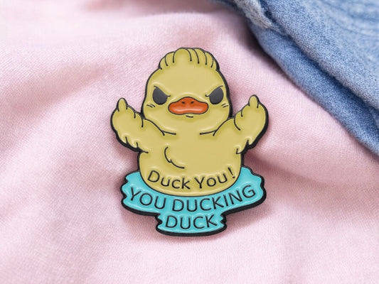 Email Brooch Pin | Chick Middle Finger | Fuck | Humor | Kawaii | Cute