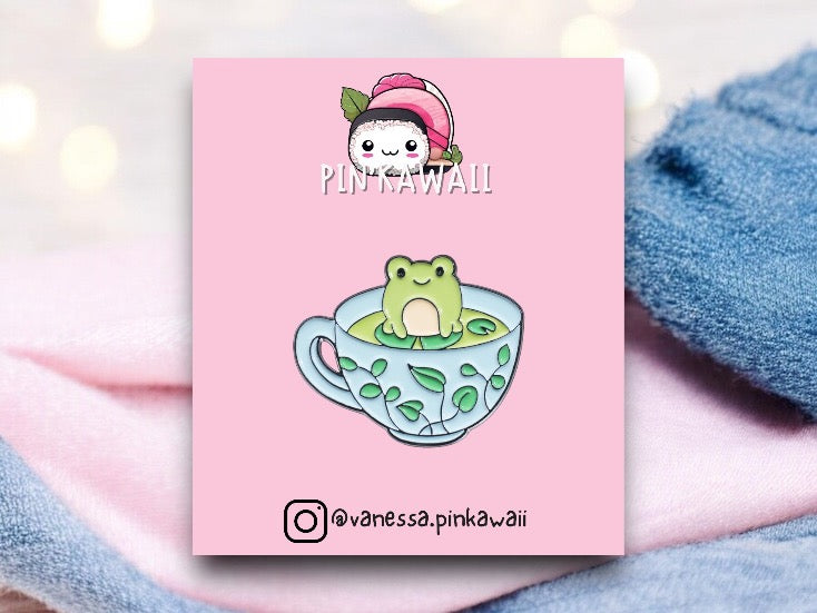 Pin's Broche Email | Mignon Tasse de Thé | Grenouille Cappy Poussin Chat Fantôme | Kawaii | Fun | Mignon Dessin Animé