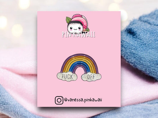 Pin's Broche Email | Arc en Ciel Fuck Off | Arc en ciel | Kawaii | Fun | Humour