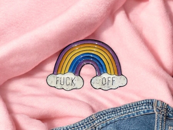 Pin's Broche Email | Arc en Ciel Fuck Off | Arc en ciel | Kawaii | Fun | Humour