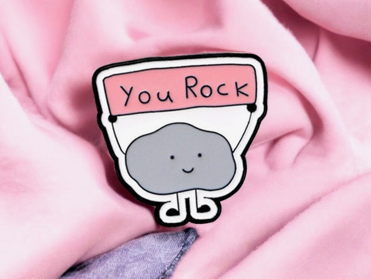 Pin's Broche Email | Pierre You Rock | Humour Force | Motivation | Kawaii Dessin Animé