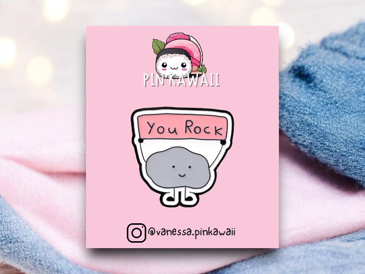 Pin's Broche Email | Pierre You Rock | Humour Force | Motivation | Kawaii Dessin Animé