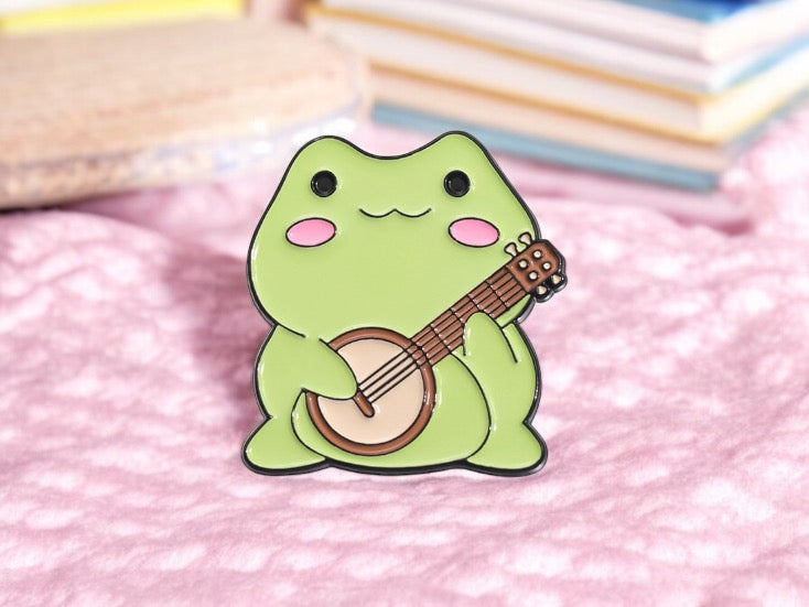 Email Brooch Pin | Cute Frog Music | Kawaii | Fun Humor Lover of Frogs