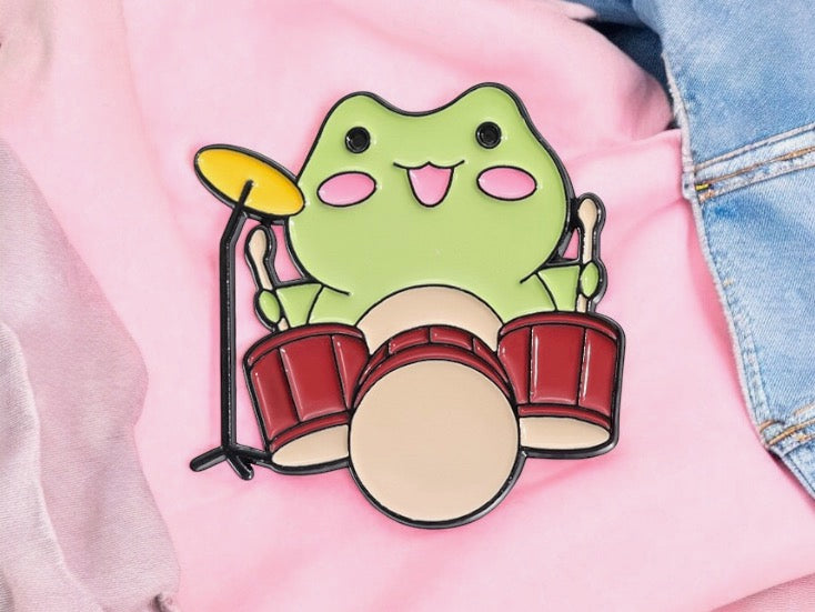 Email Brooch Pin | Cute Frog Music | Kawaii | Fun Humor Lover of Frogs