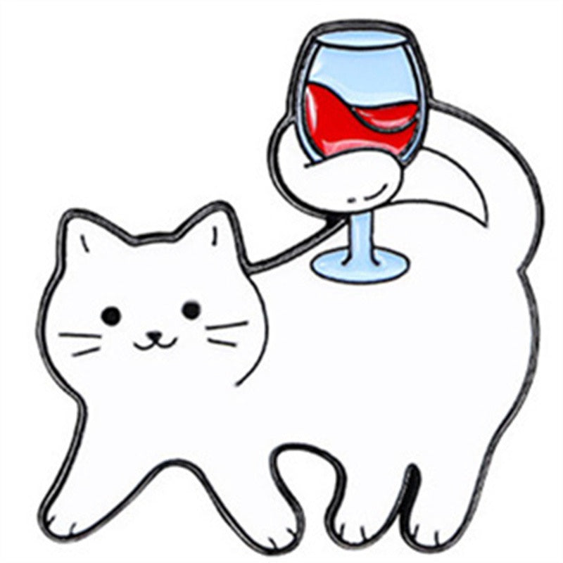 Email Brooch Pin | Cat Wine Glass | Cat | Cute Cute | Humor Fun Wine Lover | Kawaii