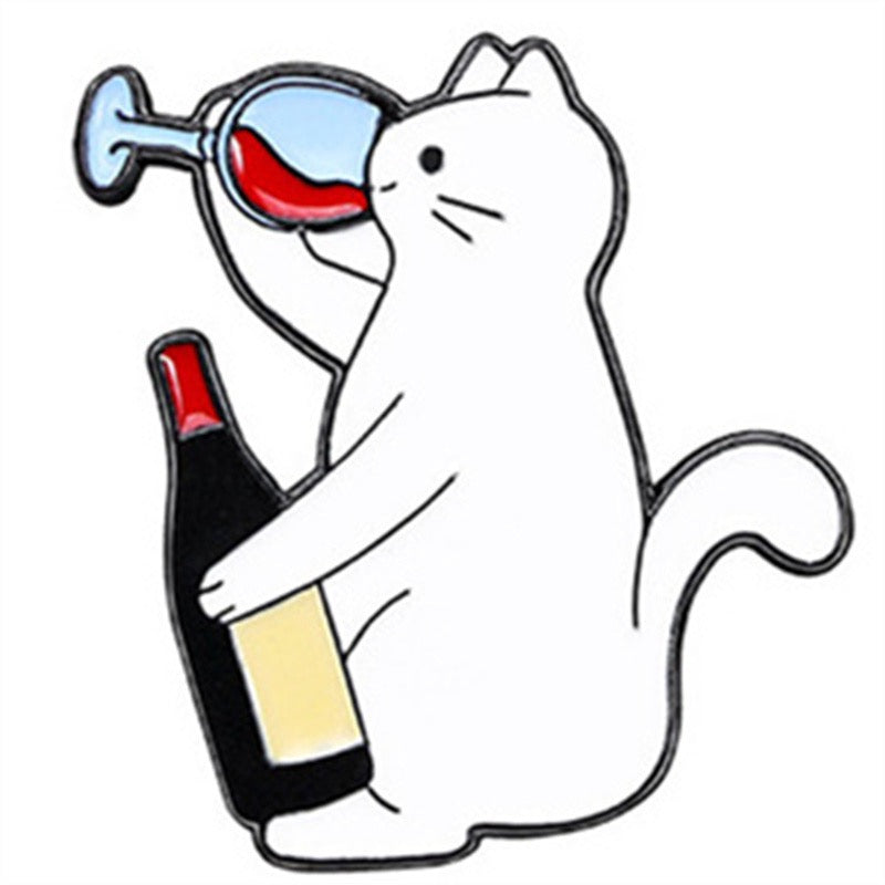 Email Brooch Pin | Cat Wine Glass | Cat | Cute Cute | Humor Fun Wine Lover | Kawaii