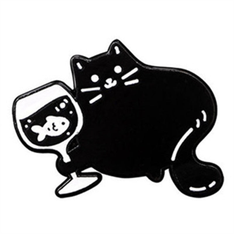 Pin's Broche Email |  Chat Aquarium | Chat Noir | Humour Dessin Animé | Kawaii | Fun