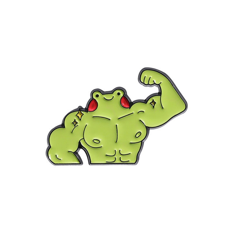 Pin's Broche Email | Grenouille ou Abeille | Culturiste Musculation | Kawaii | Fun | Humour