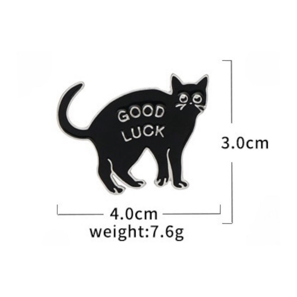 Pin's Broche Email |  Bonne Chance | Chat Noir | Humour Dessin Animé | Kawaii | Fun