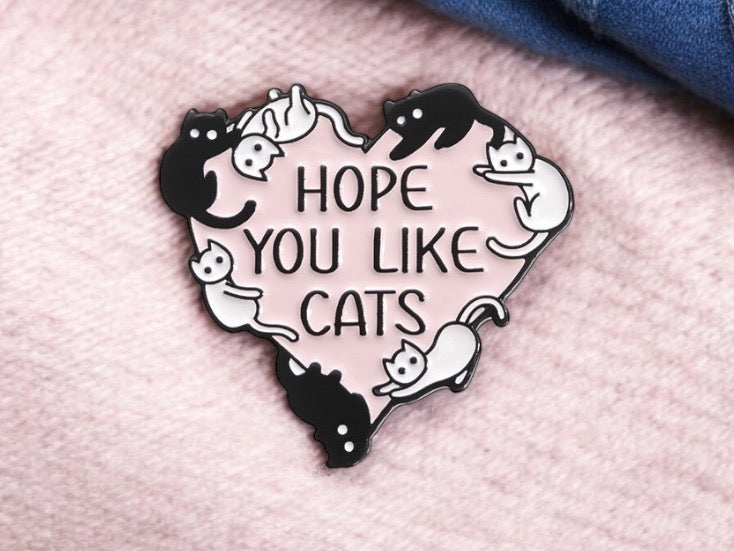 Pin's Broche Email | Hope You Like Cats | Coeur | Amoureux des Chats | Kawaii Mignon