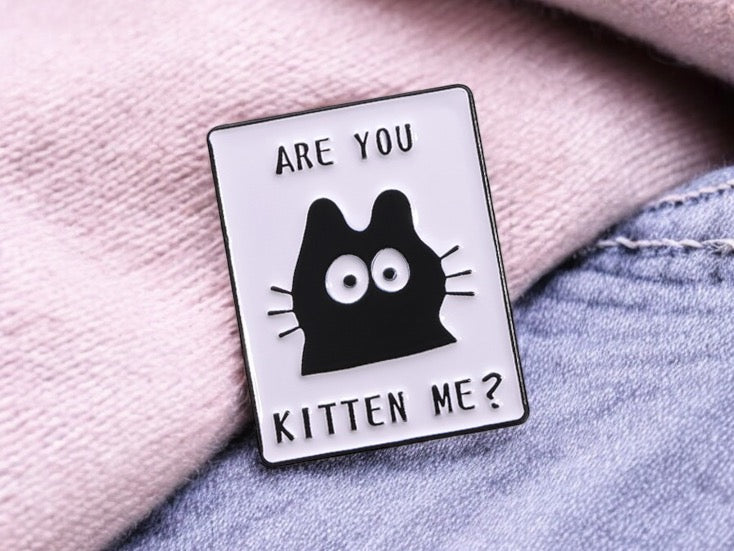 Pin's Broche Email | Badge Club | Are You Kitten Me | Amoureux des Chats | Kawaii Dessin Animé