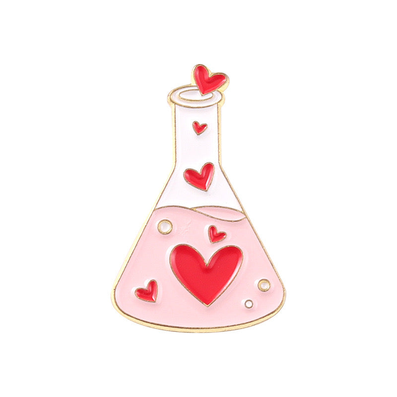 Pin's Broche Email | Fiole d'Amour | Potion Magique | Sérum d'amoureux | Sorcier | Kawaii