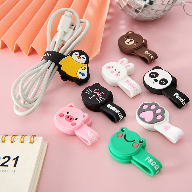 Enrouleur de Cable Magnétique | Mignon Silicone | Dispositif Protection | Animaux Mignons | Silicone Ecouteurs Cables USB