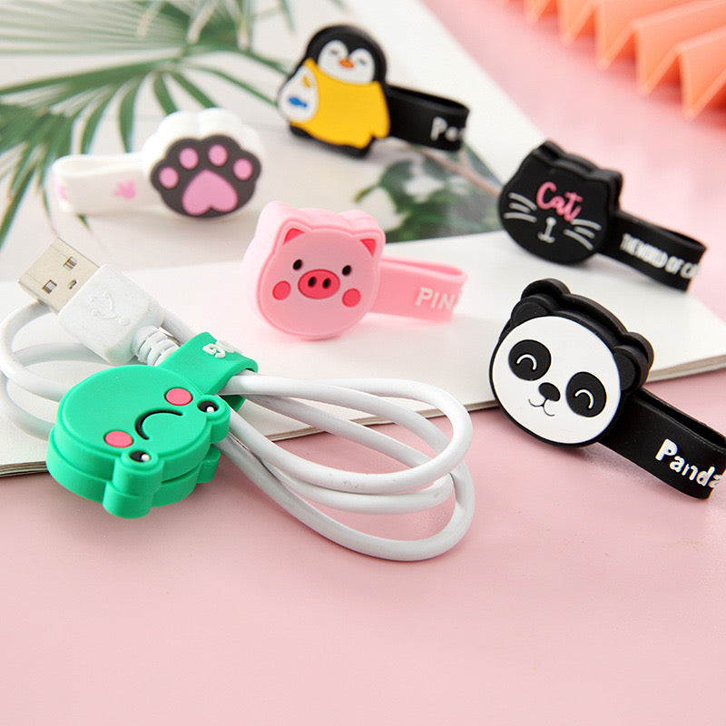 Enrouleur de Cable Magnétique | Mignon Silicone | Dispositif Protection | Animaux Mignons | Silicone Ecouteurs Cables USB