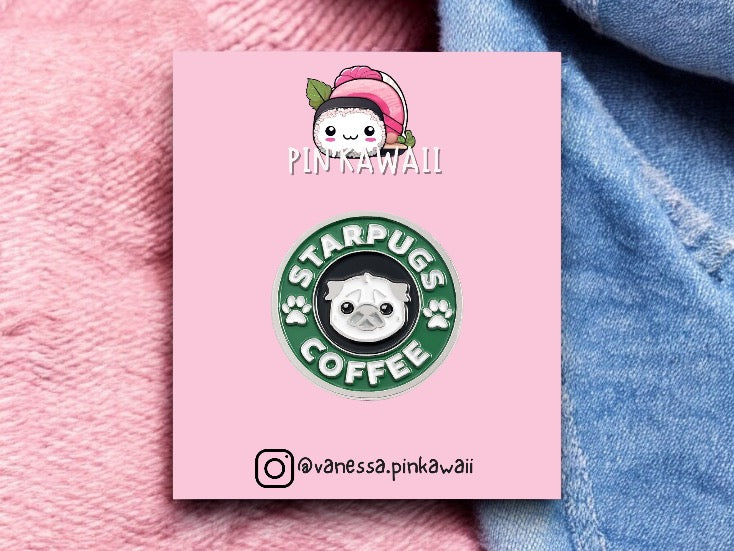 E-Mail-Brosche | StarPugs Kaffee | Starbucks-Humor | Möpse Hund | Kawaii | Spaß