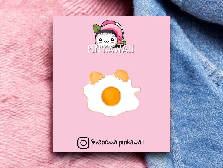 Pin's Broche Email | Oeuf au Plat | Oeuf Alimentaire | Kawaii | Fun | Humour