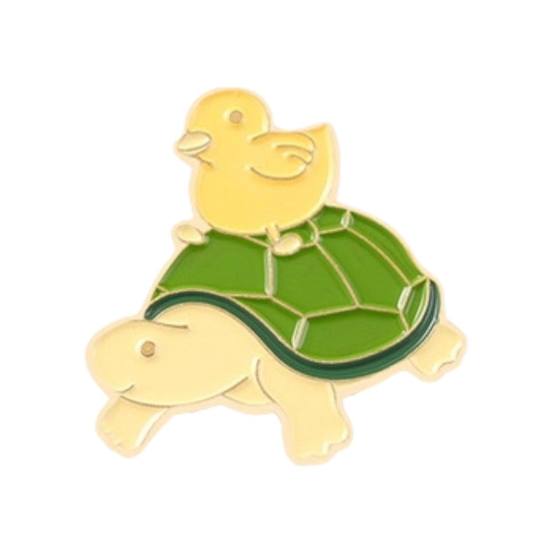 Pin's Broche Email | Animaux Empilées | Pile de chat, Tortue, Poussin | Kawaii | Fun | Humour