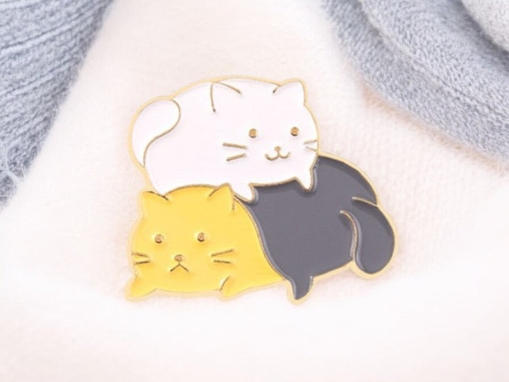 Pin's Broche Email | Animaux Empilées | Pile de chat, Tortue, Poussin | Kawaii | Fun | Humour